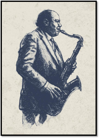 artistic image of man playing saxophone